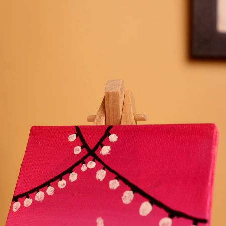 Mini Palm Tree Canvas with Pink Sunset Lights